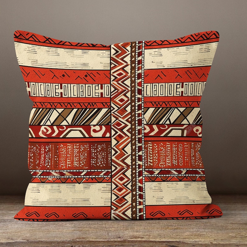 Fundas de almohada africanas de colores, funda de almohada de tiro auténtica, funda de almohada africana, funda de cojín con estampado digital africano, funda de almohada étnica 5