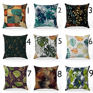 Modern Vintage Tropical Leaves Pillow Covers, Tropical Pillow Case, Decorative Tropical Leaf Pillowcase, Exotic Floral Pillow Cover