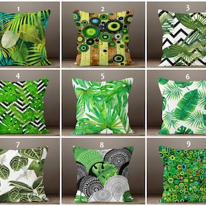 Tropical Leaves Pillow Cover, Leaves Pillow Cover, Floral Cushion Cover, Giant Leaves Cushion Cover, Green Botanical Pillow Cases