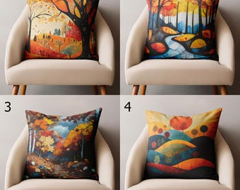Autumn Landscape Pillow Covers, Fall Forest Abstract Cushion Case