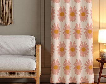 70年代ボヘミアン花柄カーテン、レトロな花柄パネルカーテン、レトロな