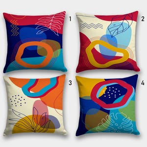 Abstract Colorful Throw Pillow Covers, Modern Art Cushion Covers, Bold Geometric Pillowcase, Vibrant Pop Art Home Decor