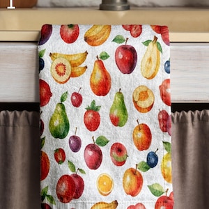 Fruit Tea Towels, Fresh Fruit Dish Towel, Berry Fruit Hand Towels, Colorful Fruit Kitchen Towels, Fruit Kitchen Decor Towel