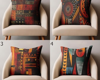 Ethnic Tribal Cushion Cover, African Print Pillowcase, African Terracotta Pillow Cover, Ethnic Home Decor, African Ethnic Throw Pillow Cover