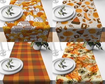 Autumn Plaid Runner, Fall Table Decor, Thanksgiving Table Runner, Halloween Table Runner, Halloween Kitchen Decor,  Thanksgiving Gift