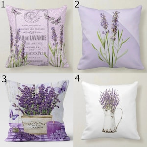 Lavender Pillow Covers, French Country Cushion Covers, Rustic Floral Throw Pillows, Provence Lavender Design Pillowcases