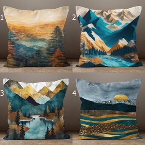 Landscape Pillow Covers, Abstract Mountain Pillow Case, Landscape Cushion Cover, Mountains Throw Pillow Cover, Abstract Landscape Pillowcase