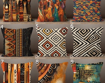 Ethnic African Style Pillow Covers, Ethnic Mudcloth Pillowcases, African Tribal Throw Pillow Covers, Colorful Mudcloth African Pillowcase