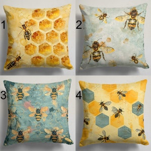 Kussenslopen bij, honingraat kussenslopen, op de natuur geïnspireerde kussenhoes, woondecoratie gele bij, kussenslopen bij accent