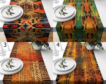 Caminos de mesa étnicos tribales, camino de mesa africano para mesa de centro