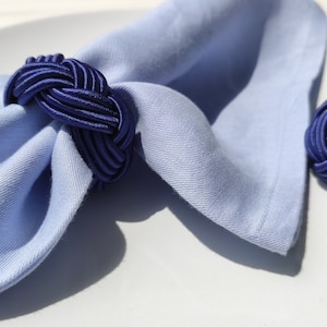 Navy Blue Rope Napkin Ring, Turks Head Napkin Rings, Nautical Sailor Rustic Napkin Holder, Colorful Rope Napkin Rings
