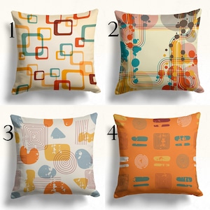 Colorful Retro Throw Pillow Cover, Mid Century Modern Pillow Cover, Geometric Abstract Cushion Cover, Retro Style Pillow Case