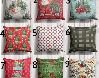 Couvertures d’oreiller de Noël, couverture d’oreiller de jet de pins de Noël, oreiller d’arbres de houx d’hiver, taie d’oreiller de Noël, oreiller de décoration intérieure de Noël