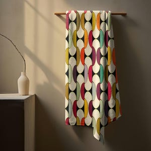 Retro Towels, 70s Retro Print Hand Towels, Mid Century Beach Towels, Mid Century Bath Towels, Mid Century Bathroom Towels, Retro Beach Towel