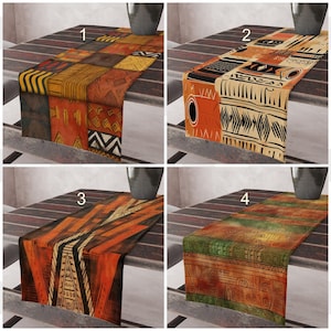 Ethnic Table Runner, African Tribal Table Runner, Aztec Table Runners, Terracotta Tribal Table Runners, African Mudcloth Table Runners