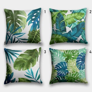Tropical Leaves Pillow Cover, Green Leaves Pillow Cover, Botanical Cushion Cover, Giant Leaves Cushion Cover, Green Botanical Pillow Cases