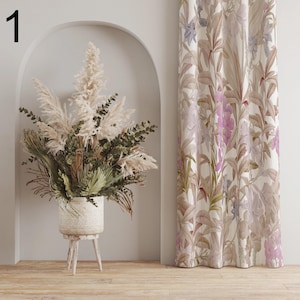 Floral Panel Curtain, Modern Vintage Floral Curtains, Flowers Printed Curtain, Floral Drapes Panel, Decorative Floral Curtains