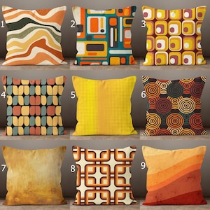 Mid Century Modern Orange Kissenbezug, 70er Jahre Stil Kissen, Oranger Retro Kissenbezug, Retro Vintage Kissenbezug