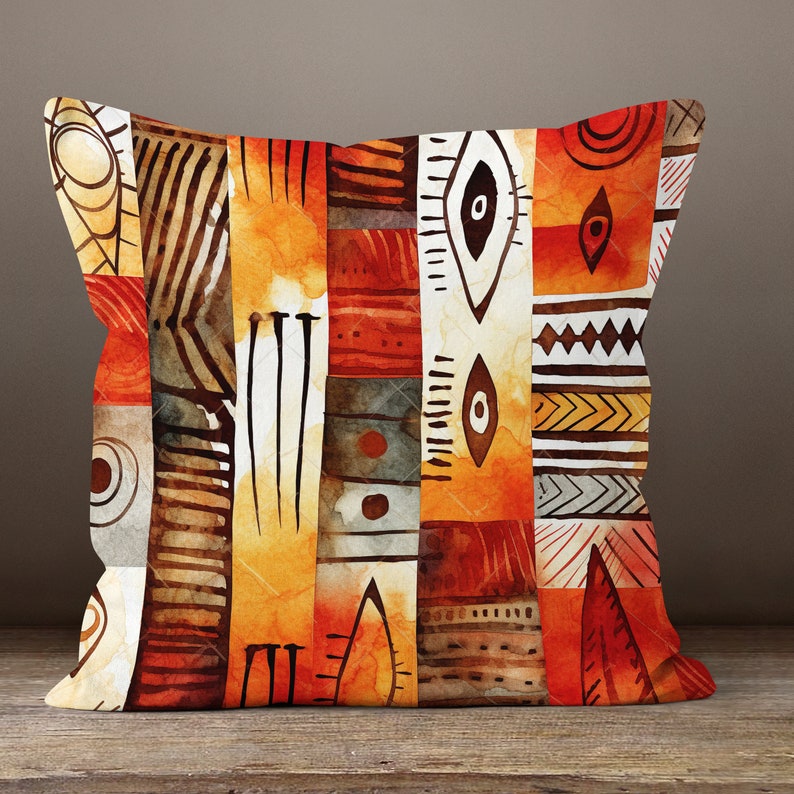 Fundas de almohada africanas de colores, funda de almohada de tiro auténtica, funda de almohada africana, funda de cojín con estampado digital africano, funda de almohada étnica 8