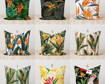 Bird of Paradise Exotic Floral Cushion Cover, Floral Pillow Cover, Exotic Floral Pillow Cover, Tropical Flowers Pillow Covers