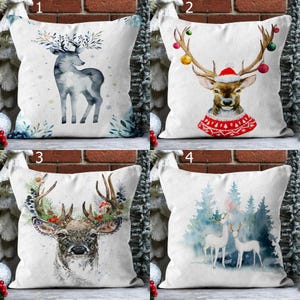 Funda de cojín de Feliz Navidad, bonita funda de almohada con ciervo navideño, funda de almohada de reno navideño, fundas de almohada de ciervo para vacaciones de invierno