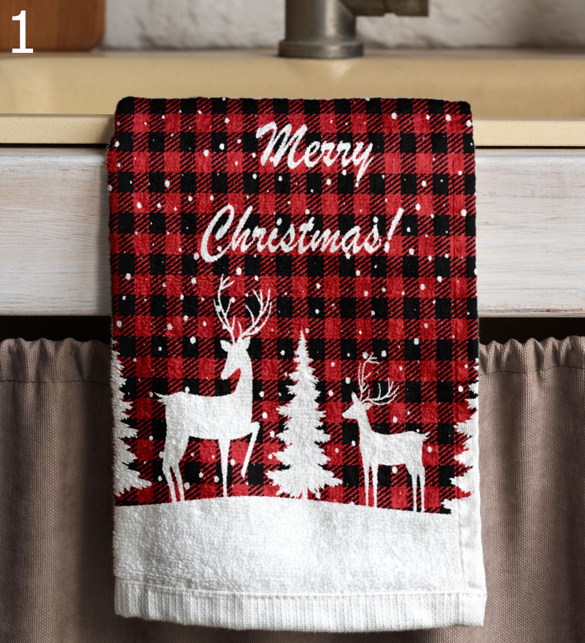 Christmas Plaid Towels Xmas Winter Tea Towel Buffalo Plaid Print Hand Towels Christmas Tree Tea Towels Red Xmas Plaid Kitchen Towels Etsy