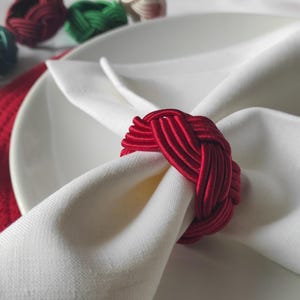 Weihnachtsseil-Serviettenring, handgemachte bunte Knoten-Serviettenringe, Weihnachtsrustikaler Serviettenhalter, Weihnachtsknoten-Türke-Kopf-Serviettenhalter
