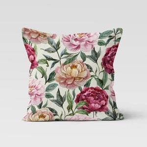 Floral Pillow Cover, Pink Floral Throw Pillow Cover, Summer Trend Cushion, Flowers Decorative Pillowcase, Floral Digital Print Cushion Cover 2