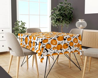 Halloween Spaß Tischdecke, Halloween Orange Lustige Kürbis Tischdecke, Gruselige Halloween Druck Tischdecke, Glückliche Kürbisse Halloween Tischdecke