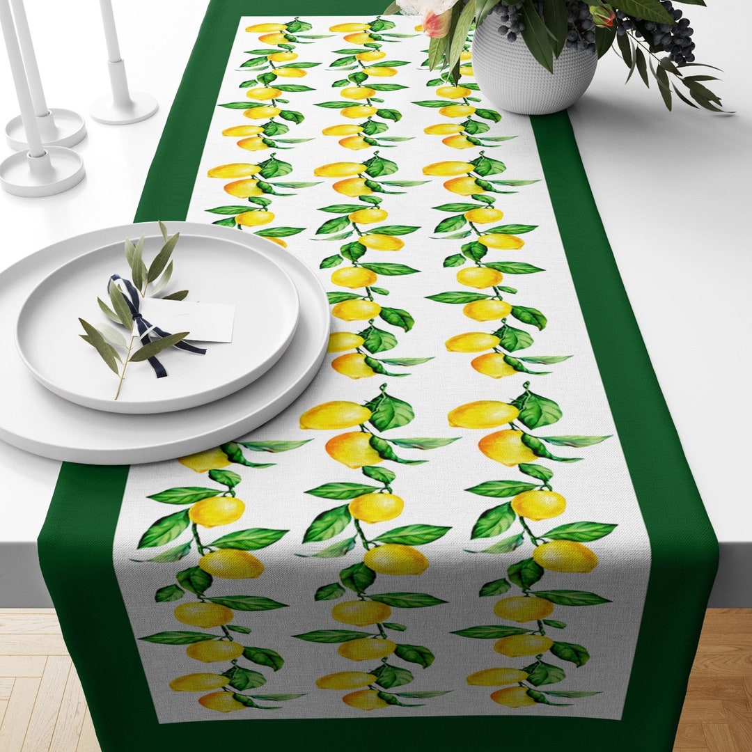 Lemon Table Runner Yellow Lemon Table Runner Kitchen Lemon Etsy