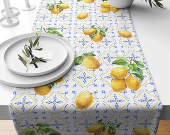Lemon Table Runner, Yellow Lemon Table Runner, Kitchen Lemon Tablecloth, Lemon Kitchen Dining Table Runner, Yellow Table Runner