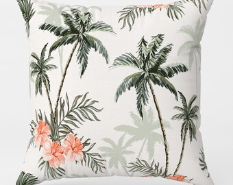 Vintage Tropical Plant Pillowcase, Exotic Leaves Pillow Cover, Colorful Tropical Pillow Case, Vivid Color Botanical Cushion Cover
