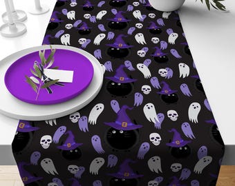 Chemin de table d'Halloween, Chemin de table effrayant d'Halloween, Chemin de table citrouille d'Halloween, Cadeau d'Halloween, Décoration de table pour une fête d'Halloween