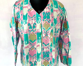 Womens Cotton shirt, Ikat print cotton tunic top, Cotton Tunic, cotton top, printed cotton tunic,jaipuri tunic,cotton kurta, short top tunic