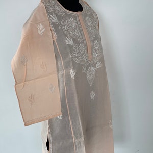 Blue hand embroidered cotton tunic main image 1