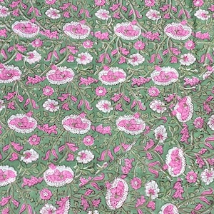 Hand block print cotton fabric, Hand block print cotton loose fabric by yard, Floral print cotton fabric