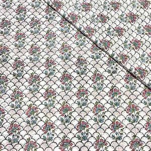 Hand block print cotton fabric, Hand block print cotton loose fabric by yard, Floral print cotton fabric