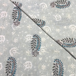 Hand block print cotton fabric, Hand block print cotton loose fabric by yard, Floral print cotton fabric