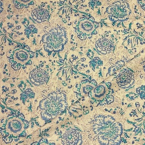 Hand block print cotton fabric, Hand block print cotton loose fabric by yard, Floral print cotton fabric