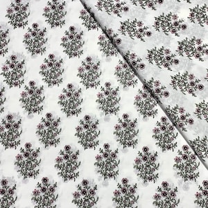 Hand block print cotton fabric, Hand block print cotton loose fabric by yard, Floral print cotton fabric
