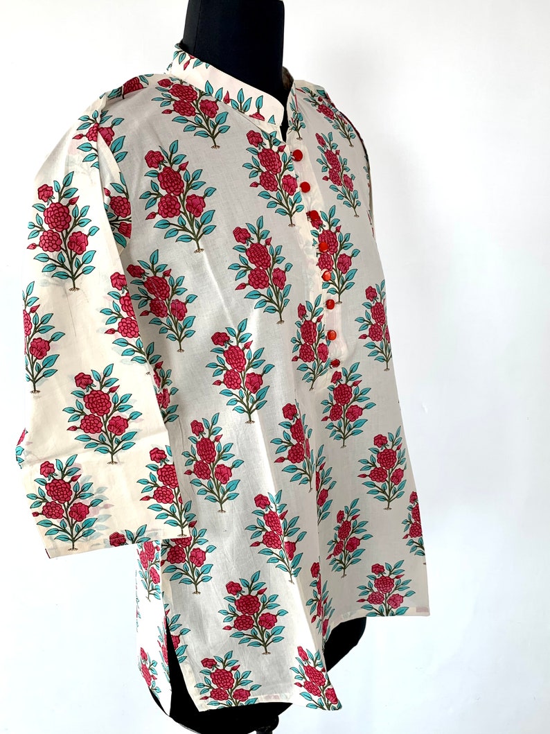 Oversized printed handspun cotton tunic main image 1
