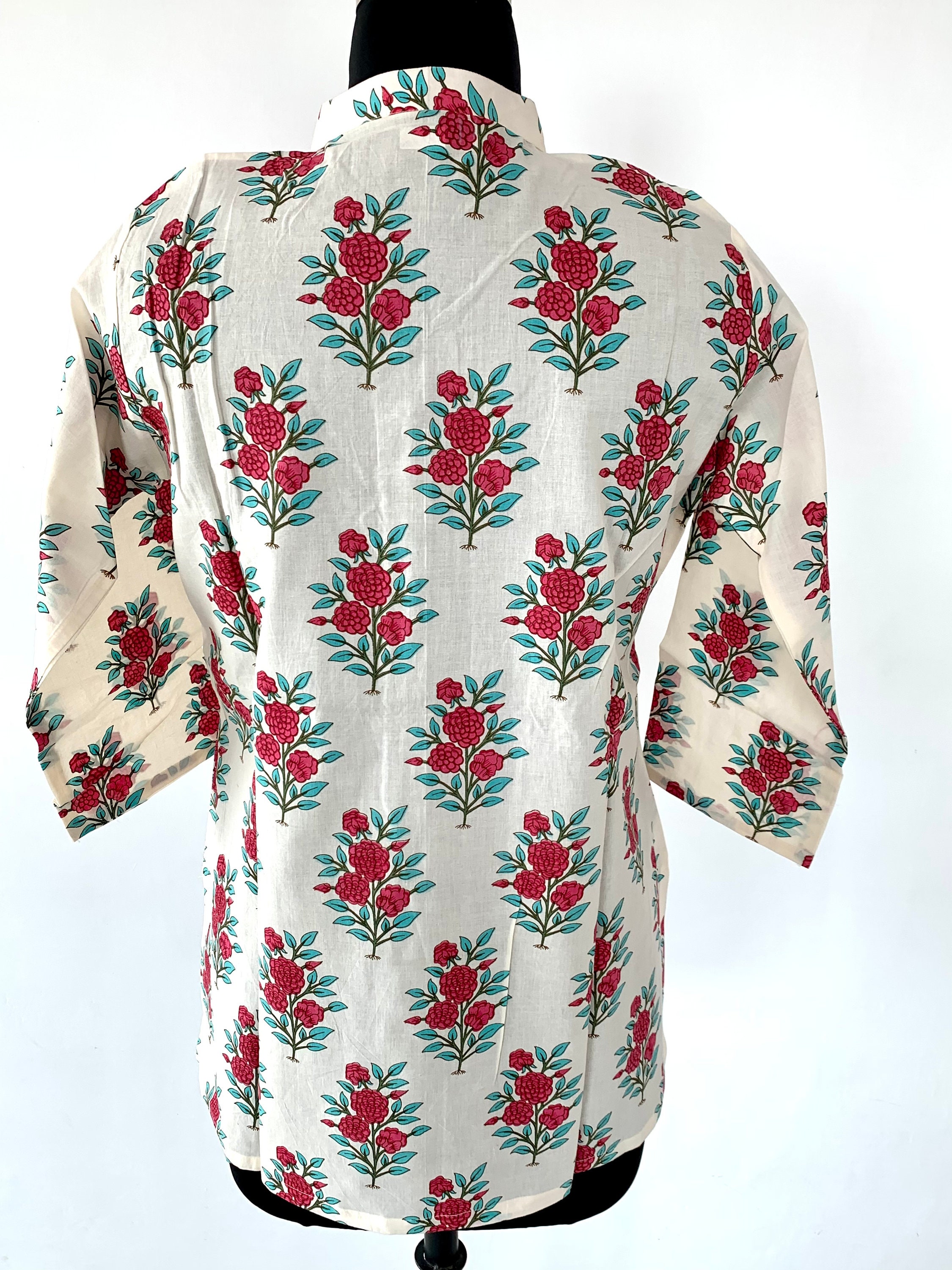 BLACK & ROSE HAND BLOCK PRINTED COTTON TUNIC