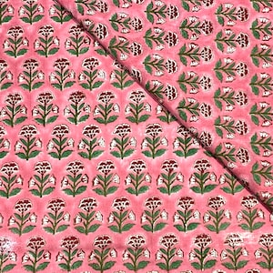 Hand block print cotton fabric, Hand block print cotton loose fabric by yard, Floral print cotton fabric