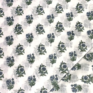 Hand block print cotton fabric, Hand block print cotton loose fabric by yard, Floral print cotton fabric
