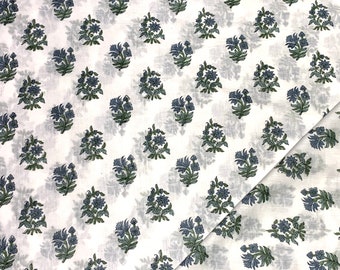 Hand block print cotton fabric, Hand block print cotton loose fabric by yard, Floral print cotton fabric