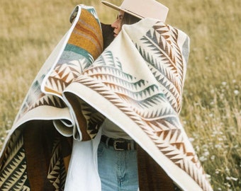 Couverture câline king size ETHNO tissée à la main ou couverture en laine de l'Équateur I Andes marron
