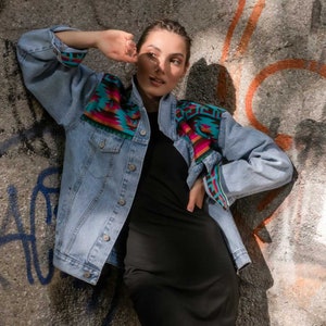 Premium unisex ethnic-style denim jackets from Ecuador "Otavalo" | Denim jacket Boho Chic | Western style jacket | Festival jacket | Hippie jacket