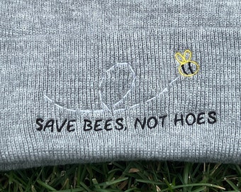 Save Bees Funny Beanie, Embroidered Bee Beanie