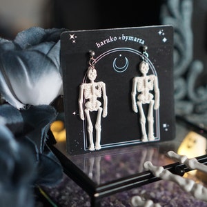 Polymer Clay Jewelry/Skeleton Earrings/Halloween Jewelry/Handmade/Samhain Jewelry/Death Jewelry/Witch Jewelry/Gift Idea