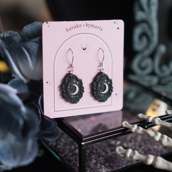 Joyas Arcilla Polimerica/Pendientes de Camafeo de Lunas/Joyas Halloween/Hecho a mano/Bisuteria Mágica/Pendientes de Bruja /Idea de regalo